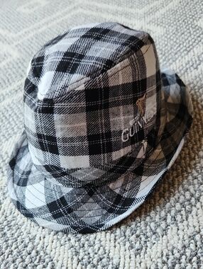 Guinness Black and White Plaid Bucket Hat with Embroidered Logo